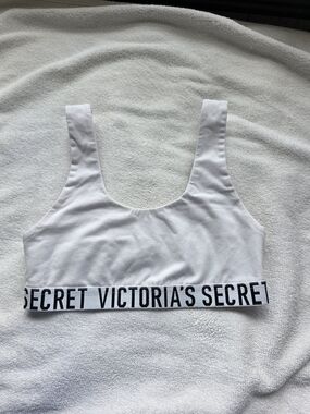 Victoria's Secret Logo Band Bralette White Size Small Cotton Lounge Wireless
